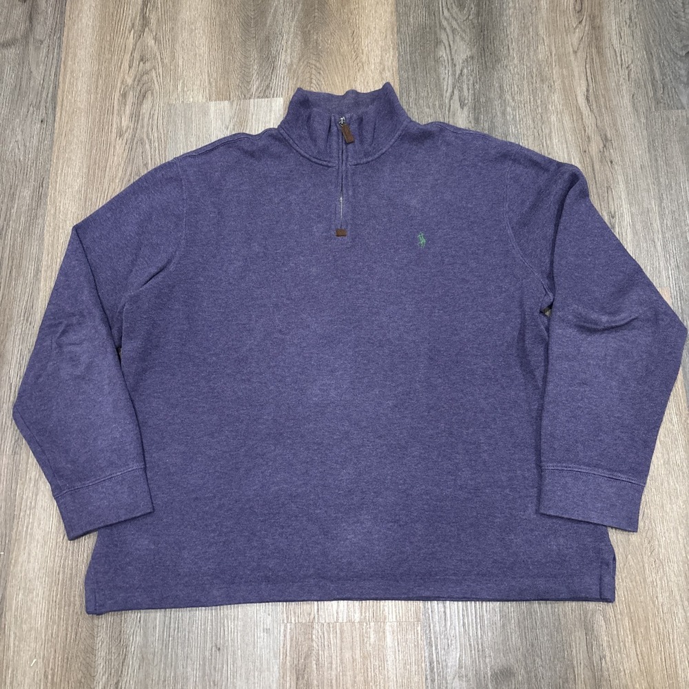 Polo Ralph‎ Lauren Classics Quarter Zip Pullover Men's XL Purple Sweater Pony